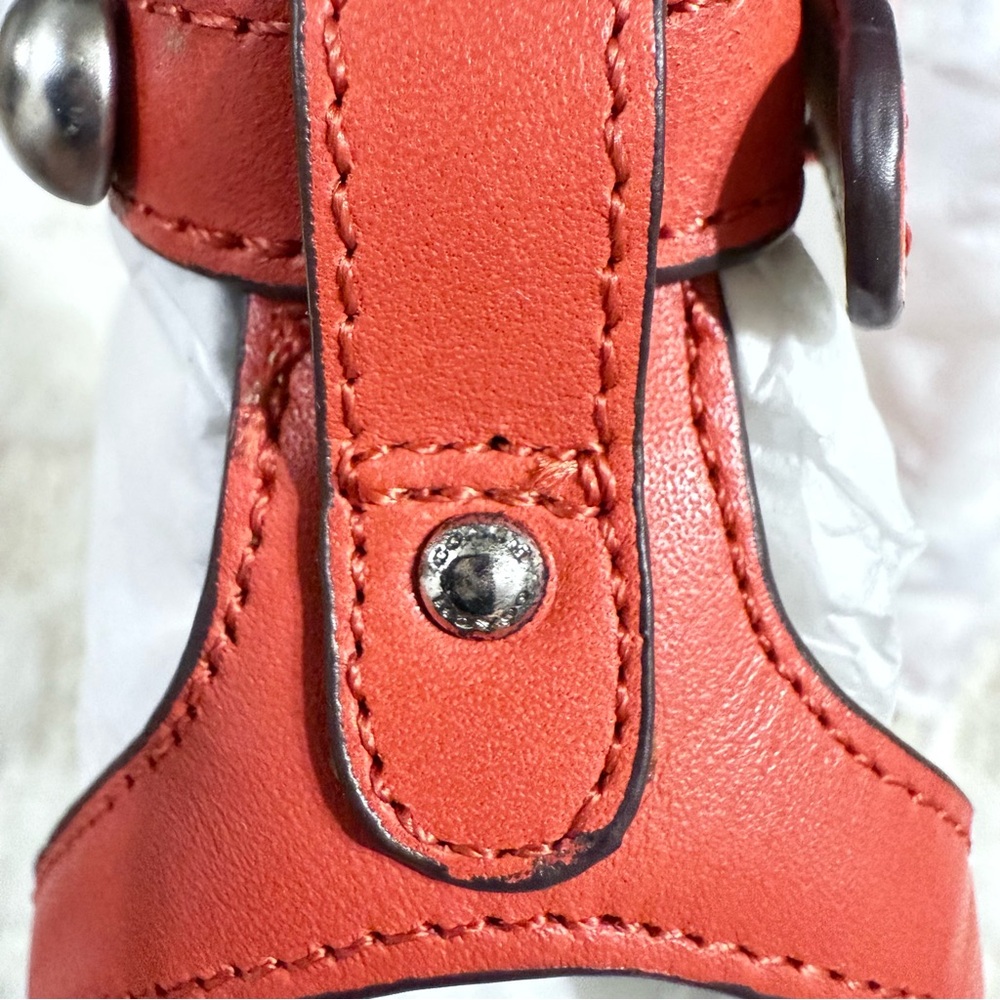 Coach Sadie Semi Matte Calf Sandal Deep Coral Colorful Studs Size 6.5M - Picture 2 of 10